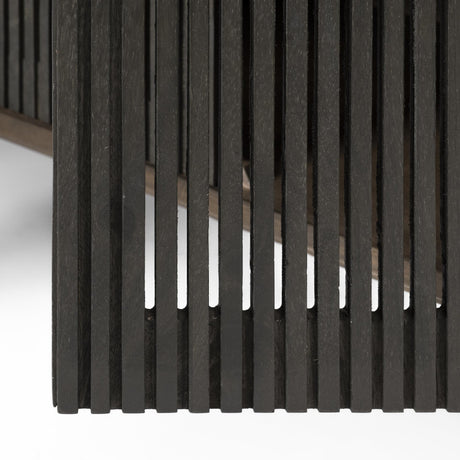 Mercana Grace I Two-Toned Brown Solid Wood TV Stand Media Console with Slated Doors, TV up to 82"