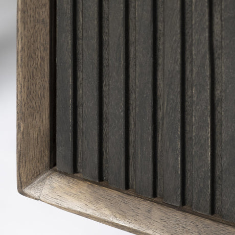 Mercana Grace I Two-Toned Brown Solid Wood TV Stand Media Console with Slated Doors, TV up to 82"