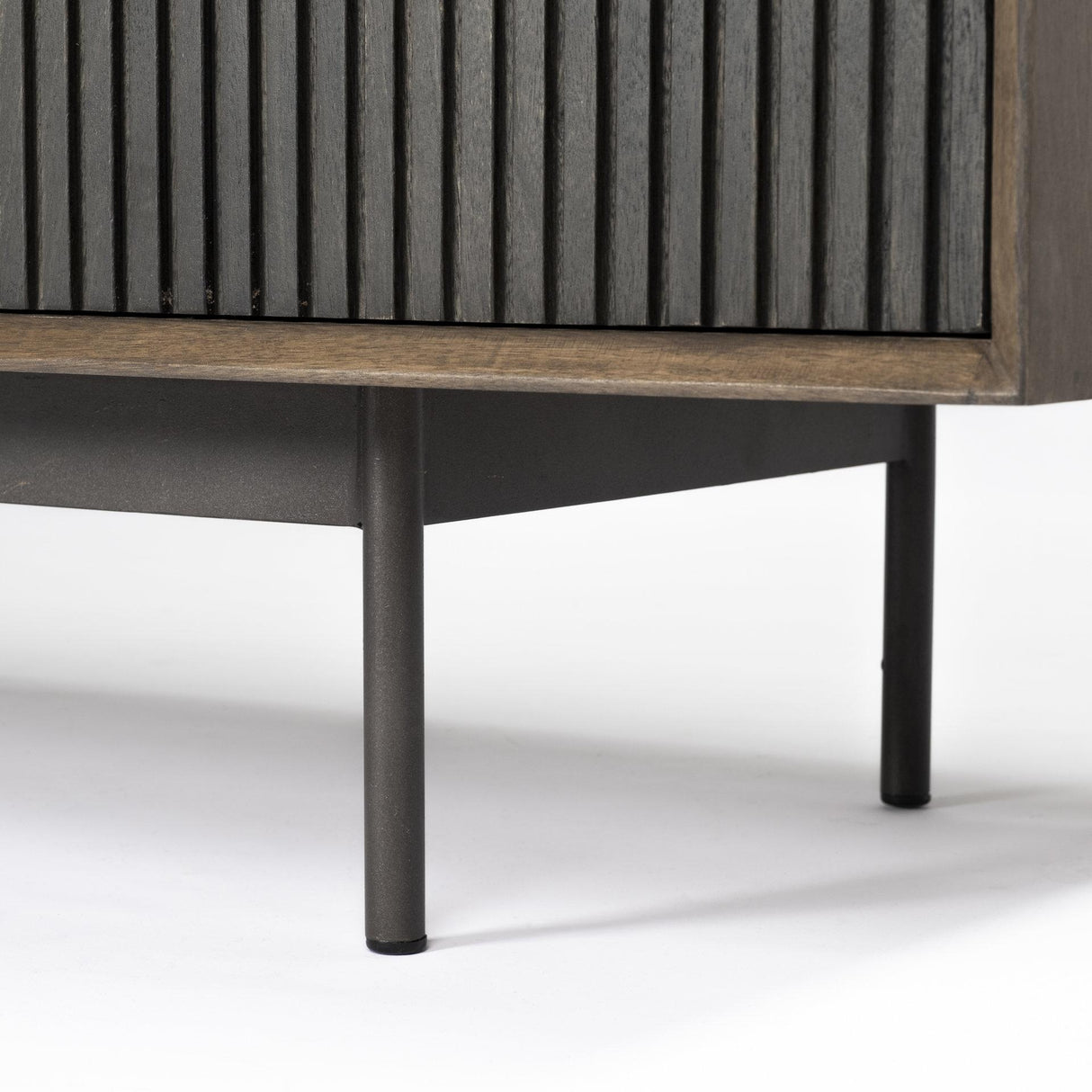 Mercana Grace I Two-Toned Brown Solid Wood TV Stand Media Console with Slated Doors, TV up to 82"