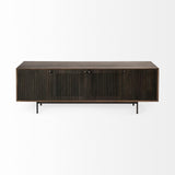 Mercana Grace I Two-Toned Brown Solid Wood TV Stand Media Console with Slated Doors, TV up to 82"
