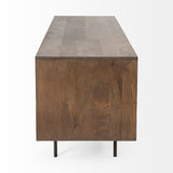 Mercana Grace I Two-Toned Brown Solid Wood TV Stand Media Console with Slated Doors, TV up to 82"