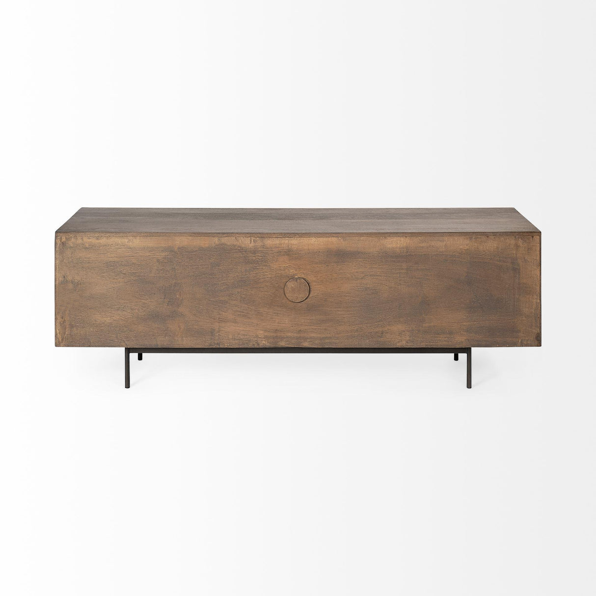 Mercana Grace I Two-Toned Brown Solid Wood TV Stand Media Console with Slated Doors, TV up to 82"