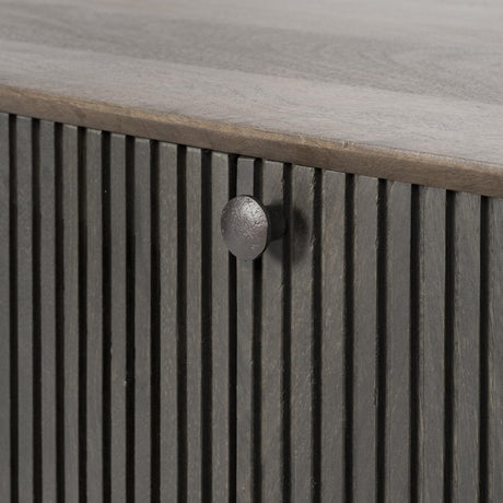 Mercana Grace I Two-Toned Brown Solid Wood TV Stand Media Console with Slated Doors, TV up to 82"