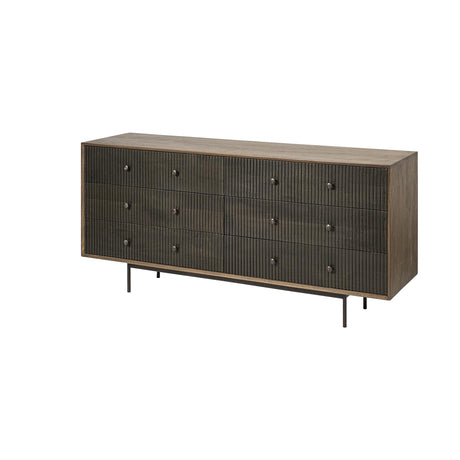 Mercana Grace 70Wx18.5Lx31.25H Two-Tone Brown Solid Wood 6 Drawer Sideboard