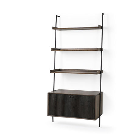 Mercana Grace 37.5L x 20W x 82H Two-Toned Brown Wood Three Shelf Shelving Unit