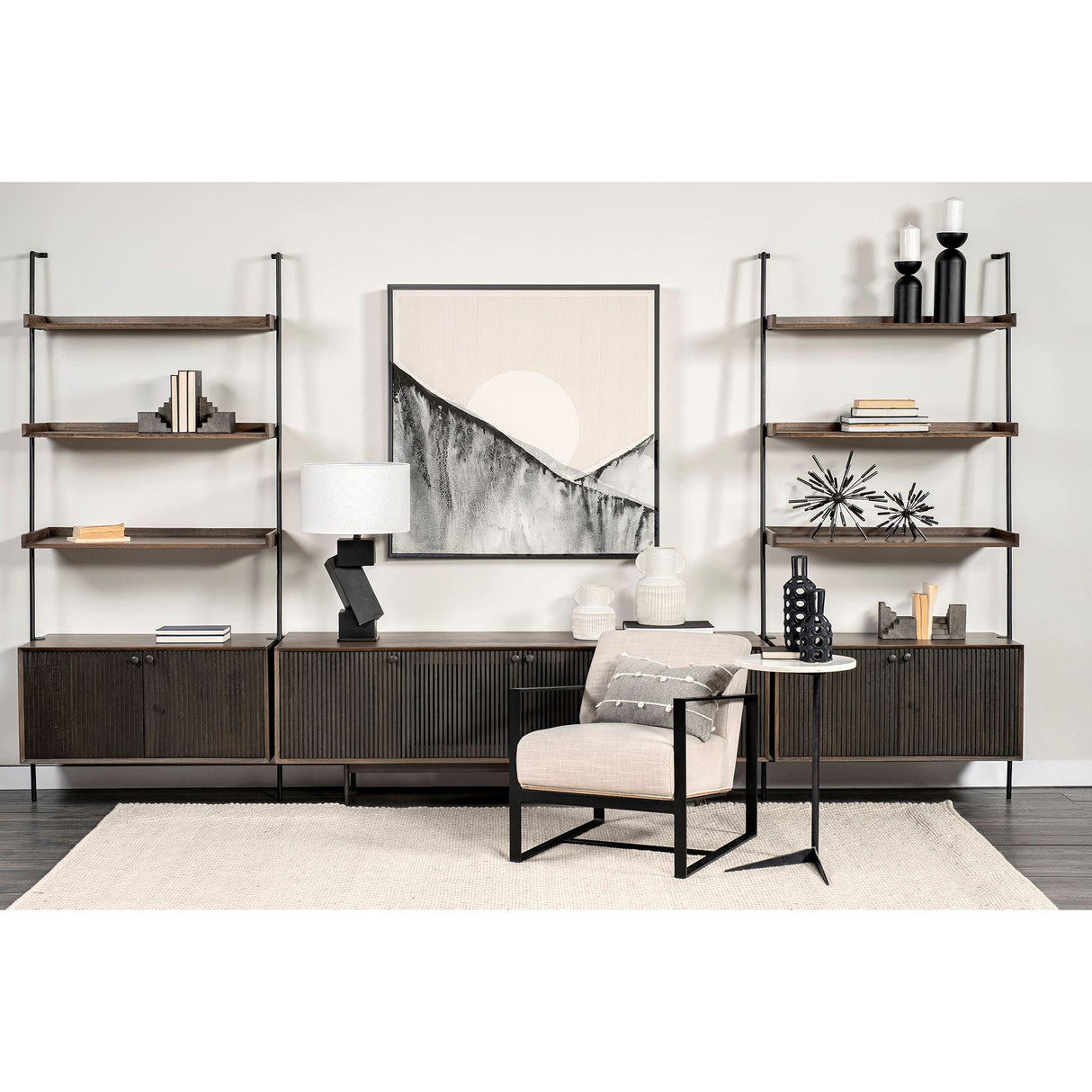 Mercana Grace 37.5L x 20W x 82H Two-Toned Brown Wood Three Shelf Shelving Unit