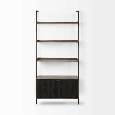 Mercana Grace 37.5L x 20W x 82H Two-Toned Brown Wood Three Shelf Shelving Unit