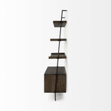 Mercana Grace 37.5L x 20W x 82H Two-Toned Brown Wood Three Shelf Shelving Unit
