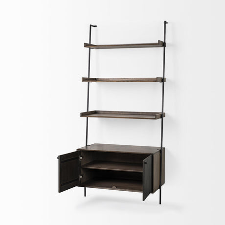 Mercana Grace 37.5L x 20W x 82H Two-Toned Brown Wood Three Shelf Shelving Unit