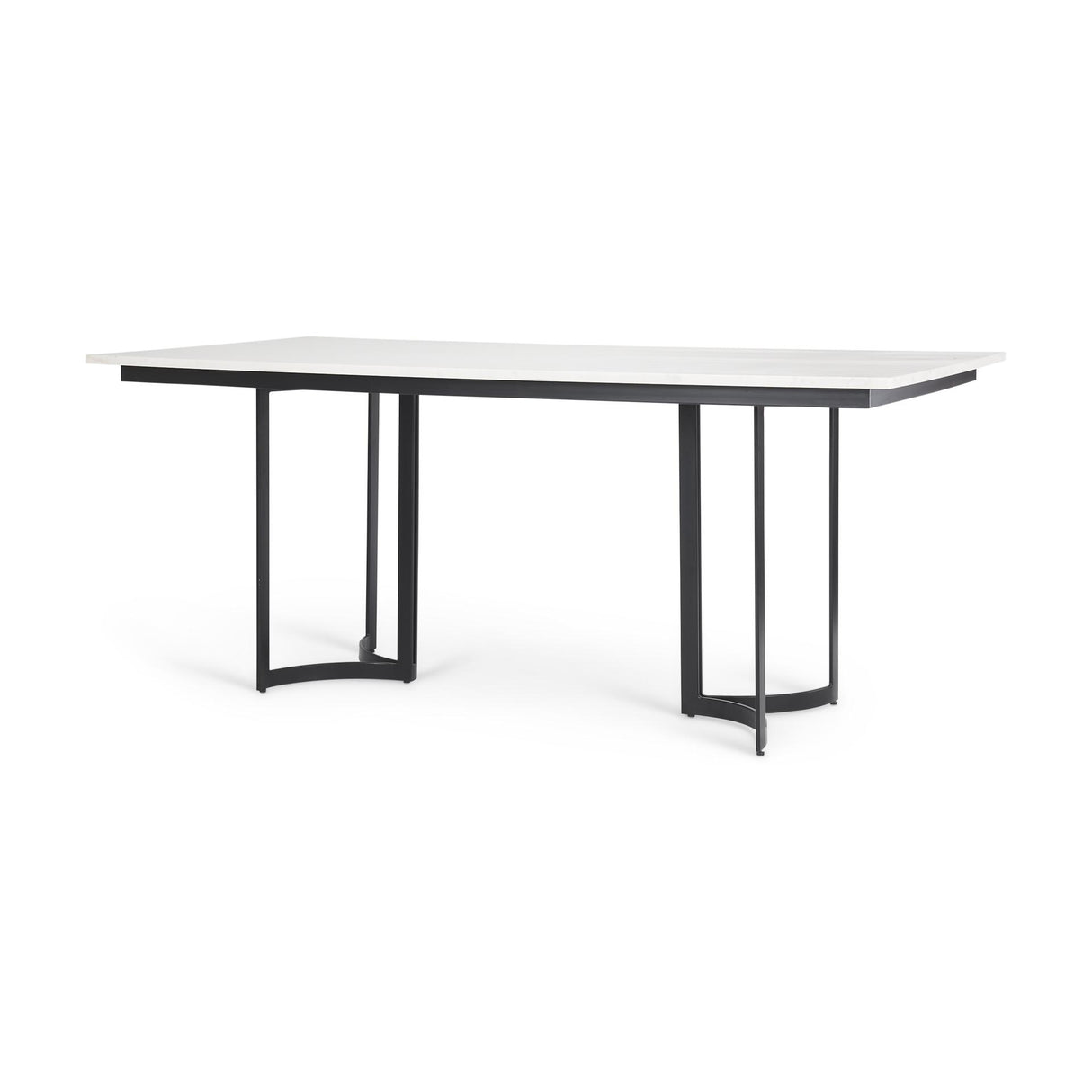 Mercana Tanner I 71L x 35W Rectangular White Marble W/ Metal Base Dining Table