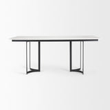 Mercana Tanner I 71L x 35W Rectangular White Marble W/ Metal Base Dining Table