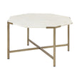 Mercana Vincent 33" Octagonal White Marble Tabletop w/ Gold Metal Base Coffee Table