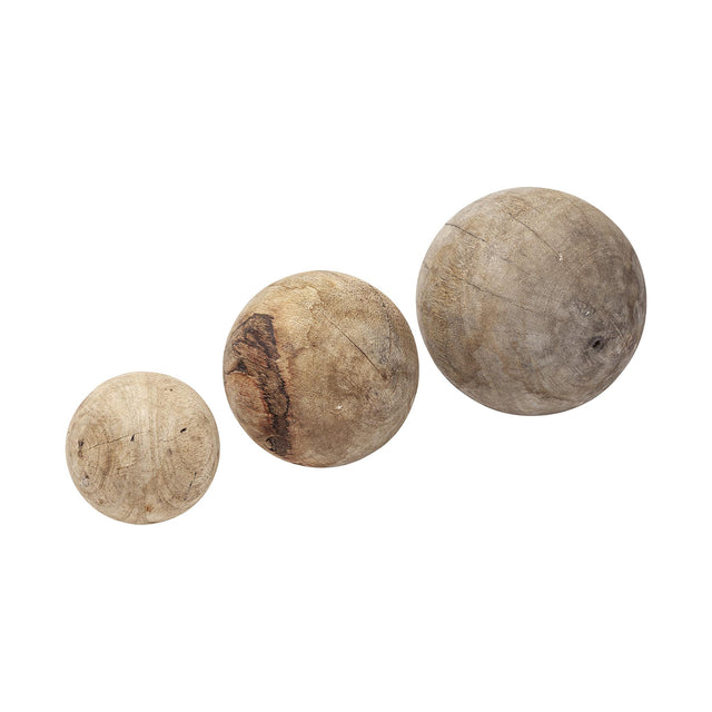 Mercana Carrick (Set of 3) Natural Wood Decorative Spheres