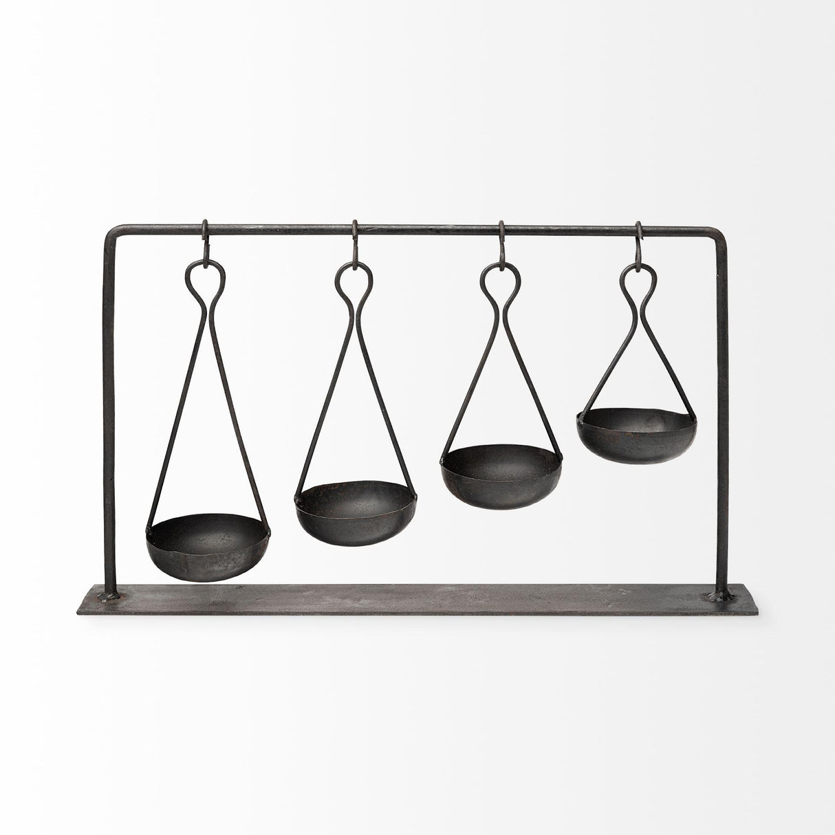 Mercana Enos 19L x 3W Black Metal 4 Bowl Ancient Spice Market Decorative Display