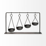 Mercana Enos 19L x 3W Black Metal 4 Bowl Ancient Spice Market Decorative Display