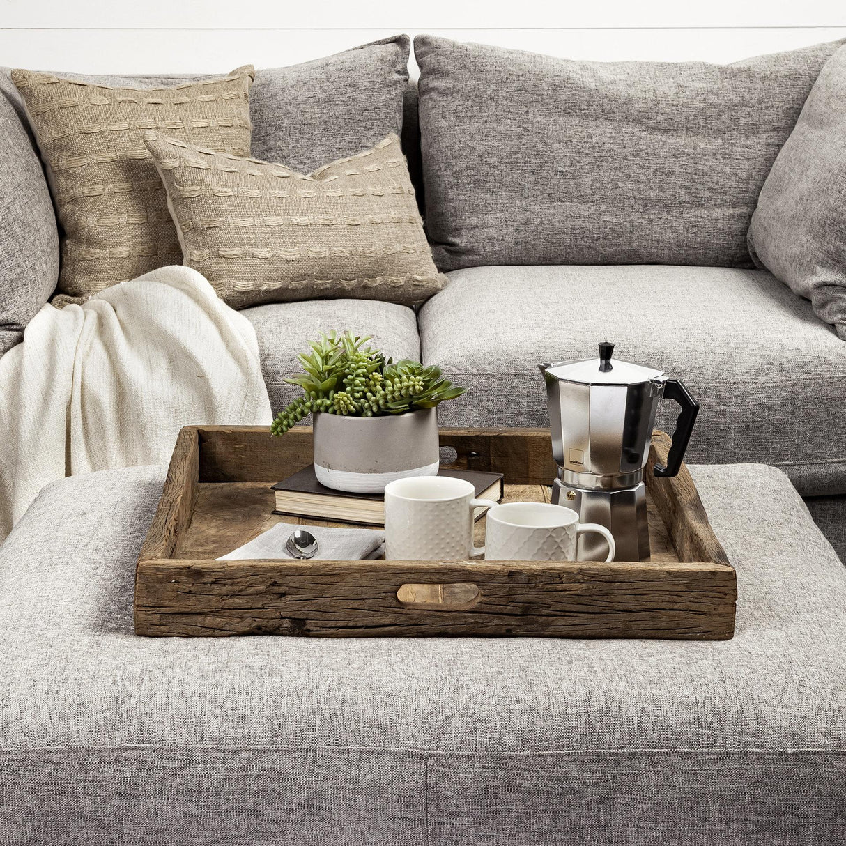 Mercana Carson (Small) 24L x 24W Brown Reclaimed Wood Tray