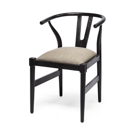 Mercana Trixie I Black Wooden Base Linen Seat Dining Chair