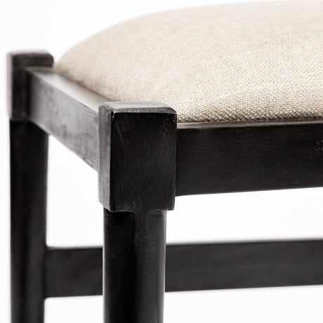 Mercana Trixie I Black Wooden Base Linen Seat Dining Chair