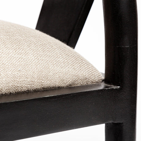 Mercana Trixie I Black Wooden Base Linen Seat Dining Chair