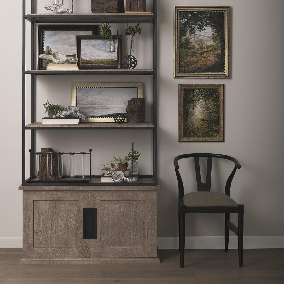 Mercana Trixie I Black Wooden Base Linen Seat Dining Chair