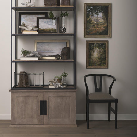 Mercana Trixie I Black Wooden Base Linen Seat Dining Chair