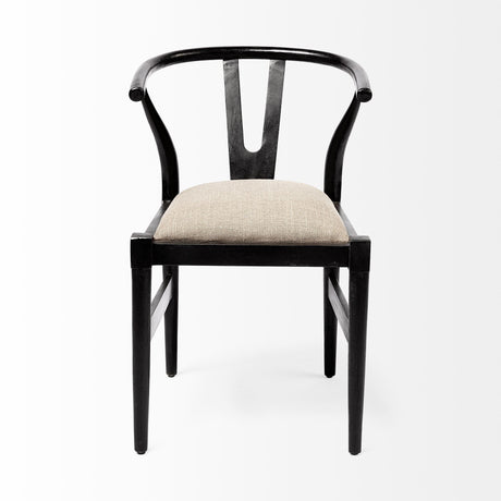 Mercana Trixie I Black Wooden Base Linen Seat Dining Chair