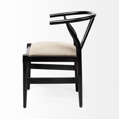 Mercana Trixie I Black Wooden Base Linen Seat Dining Chair