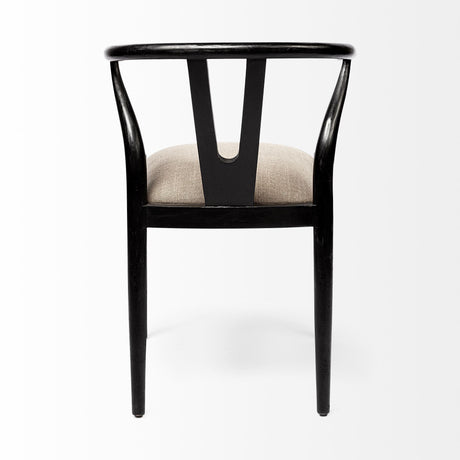 Mercana Trixie I Black Wooden Base Linen Seat Dining Chair