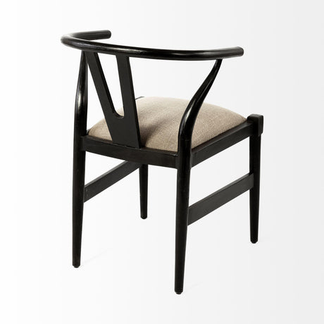 Mercana Trixie I Black Wooden Base Linen Seat Dining Chair