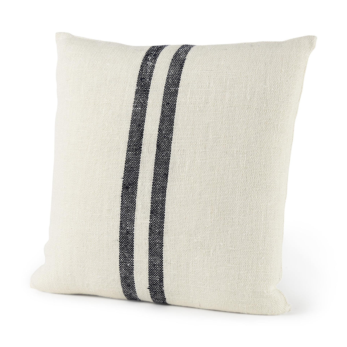 Mercana Sandra 18 x 18 Beige With Blue Stripes Decorative Pillow Cover