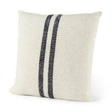 Mercana Sandra 18 x 18 Beige With Blue Stripes Decorative Pillow Cover