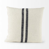 Mercana Sandra 18 x 18 Beige With Blue Stripes Decorative Pillow Cover