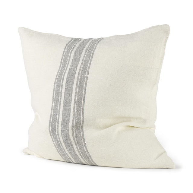 Mercana Patrice 22 x 22 Cream With Gray Stripes Decorative Pillow Cover