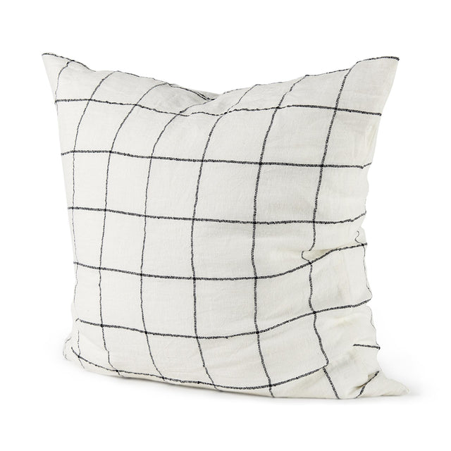 Mercana Suzanne 22 x 22 White/Black Square Pattern Decorative Pillow Cover