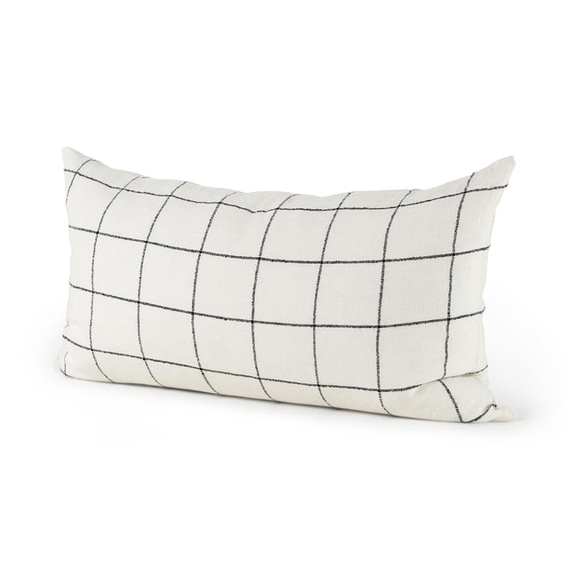 Mercana Suzanne 14 x 26 White/Black Square Pattern Decorative Pillow Cover