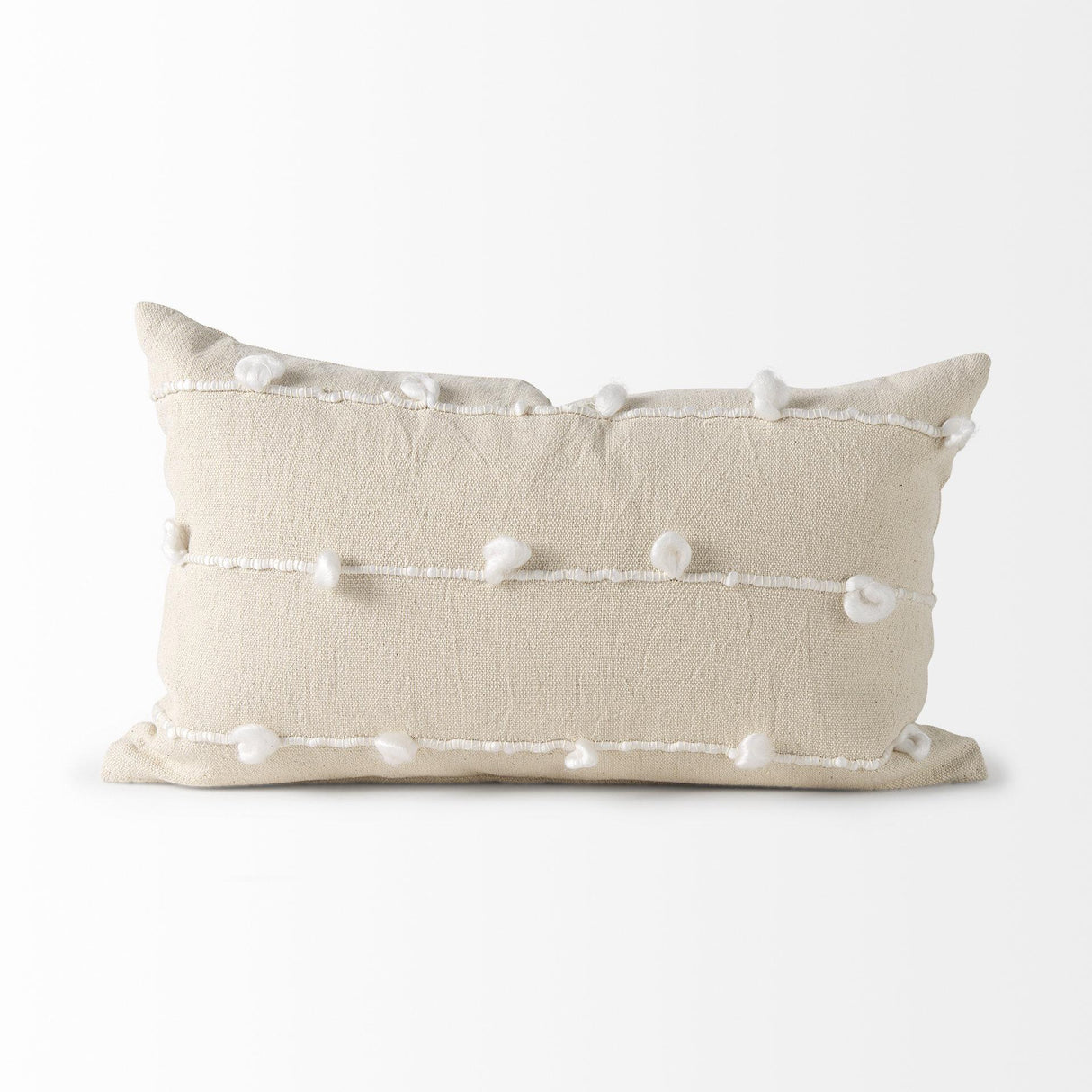 Mercana Erica 13 x 21 Cream With White Detail Decorative Pillow Cover
