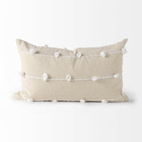 Mercana Erica 13 x 21 Cream With White Detail Decorative Pillow Cover