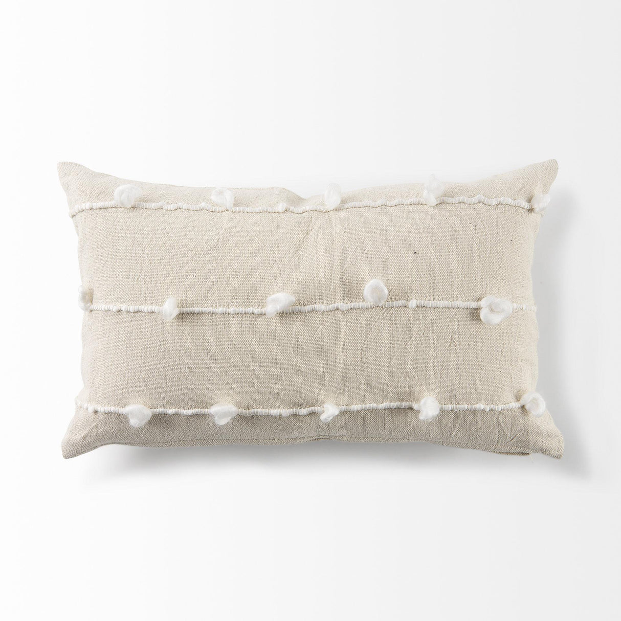 Mercana Erica 13 x 21 Cream With White Detail Decorative Pillow Cover