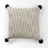 Mercana Krystal 20 x 20 Cream/Blue Pom Pom Decorative Pillow Cover
