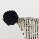 Mercana Krystal 20 x 20 Cream/Blue Pom Pom Decorative Pillow Cover