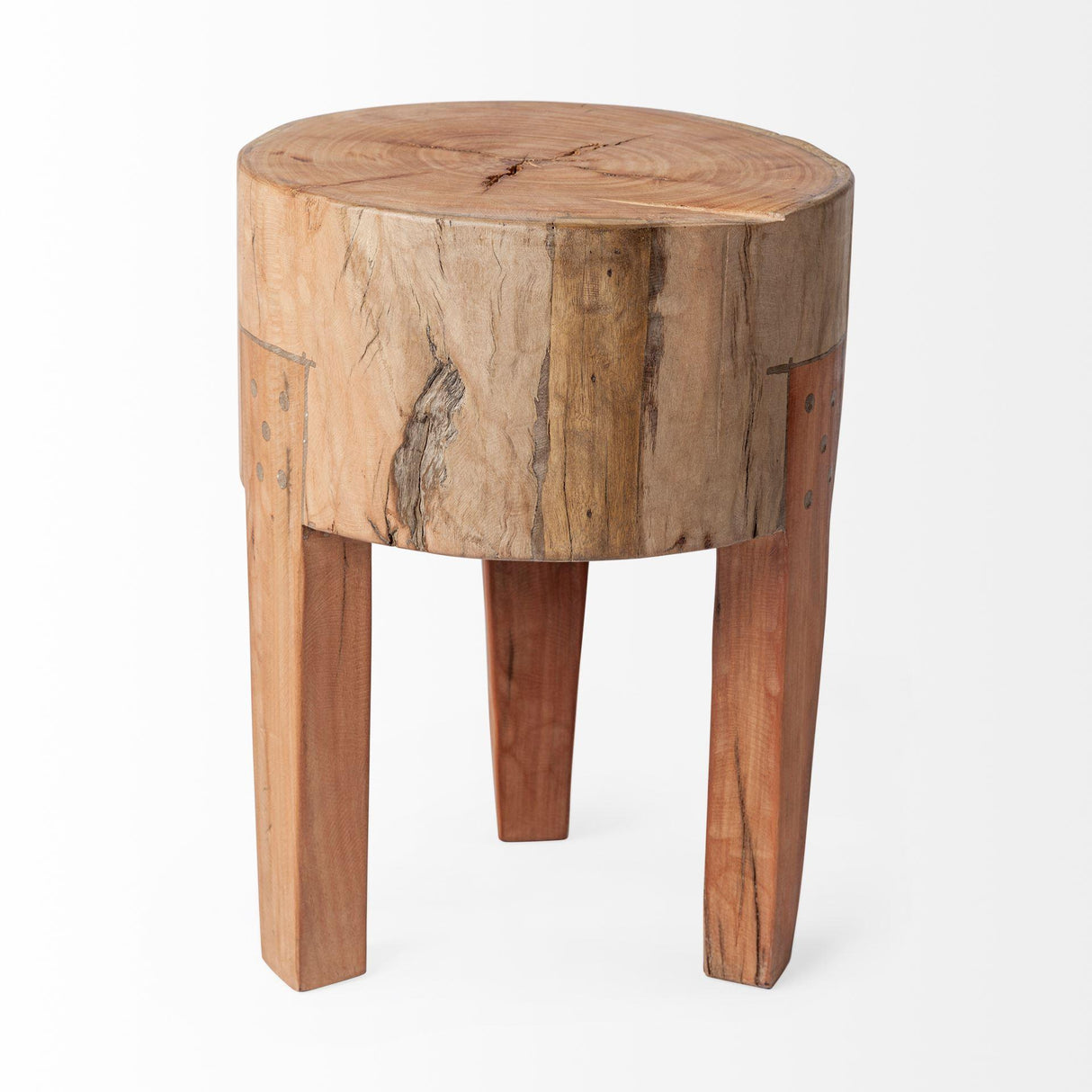 Mercana Asco 18"H Rustic Solid Reclaimed Wood Stool