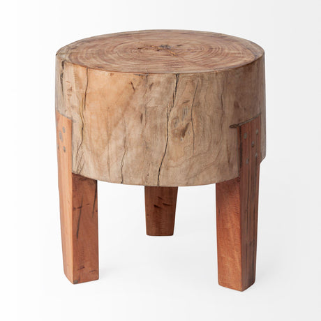Mercana Asco 15"H Rustic Solid Reclaimed Wood Stool