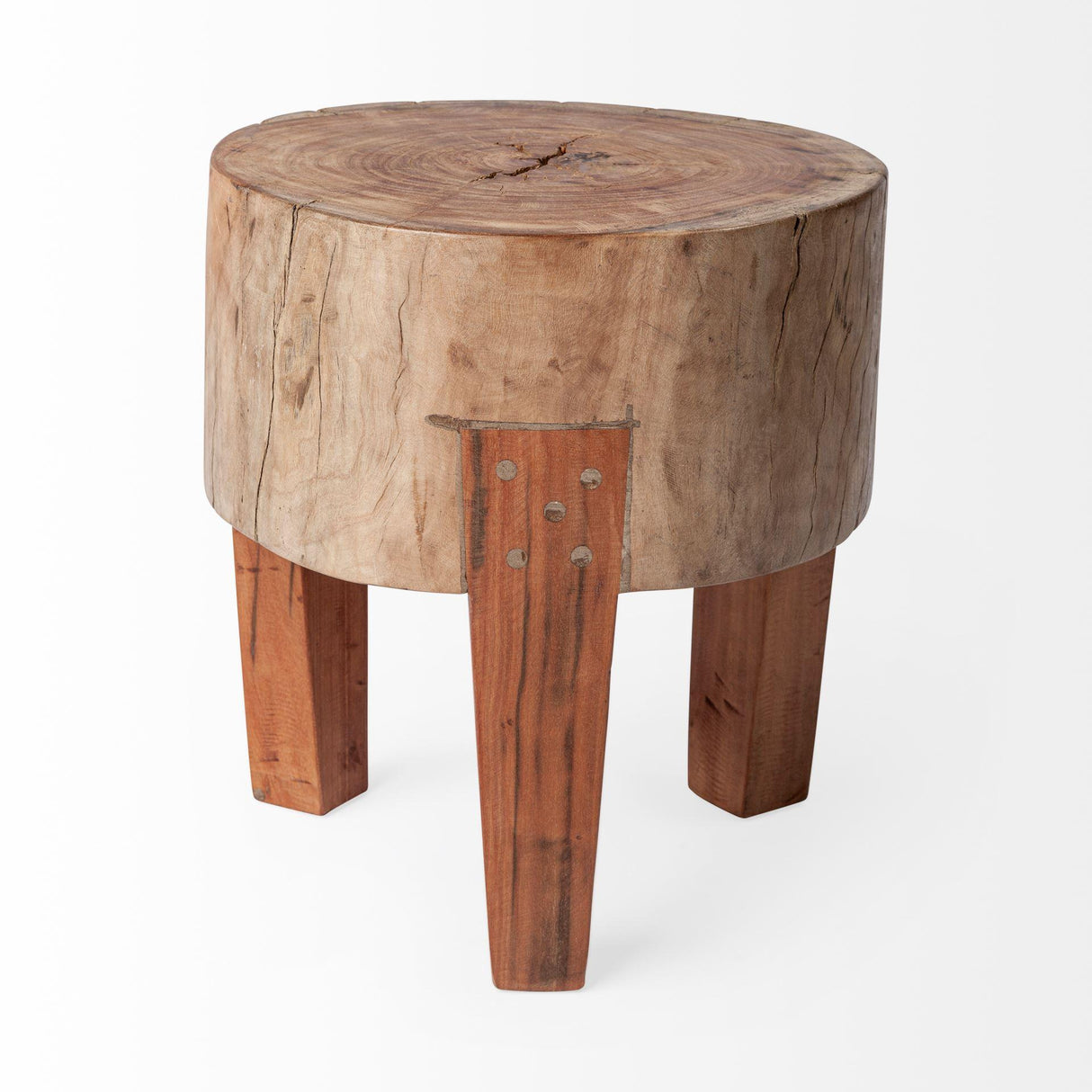 Mercana Asco 15"H Rustic Solid Reclaimed Wood Stool