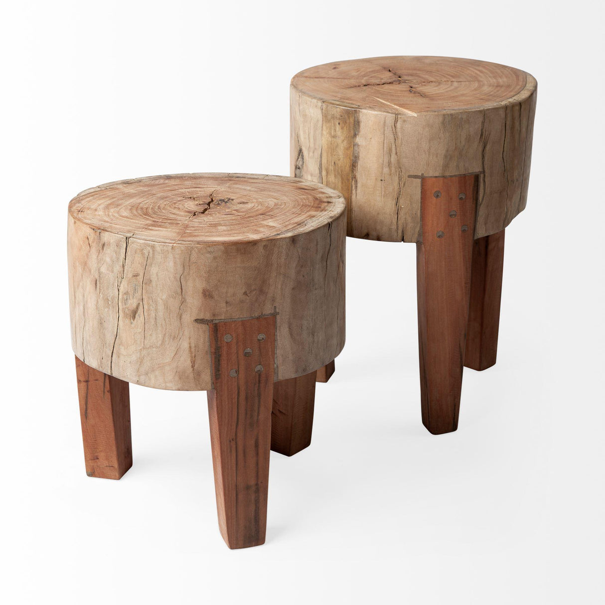 Mercana Asco 15"H Rustic Solid Reclaimed Wood Stool