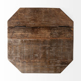 Mercana Esagono Octagonal Gold Metal-Clad Reclaimed Wood End/Side Table w/ Storage