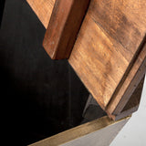 Mercana Esagono Octagonal Gold Metal-Clad Reclaimed Wood End/Side Table w/ Storage