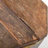 Mercana Esagono Octagonal Gold Metal-Clad Reclaimed Wood End/Side Table w/ Storage