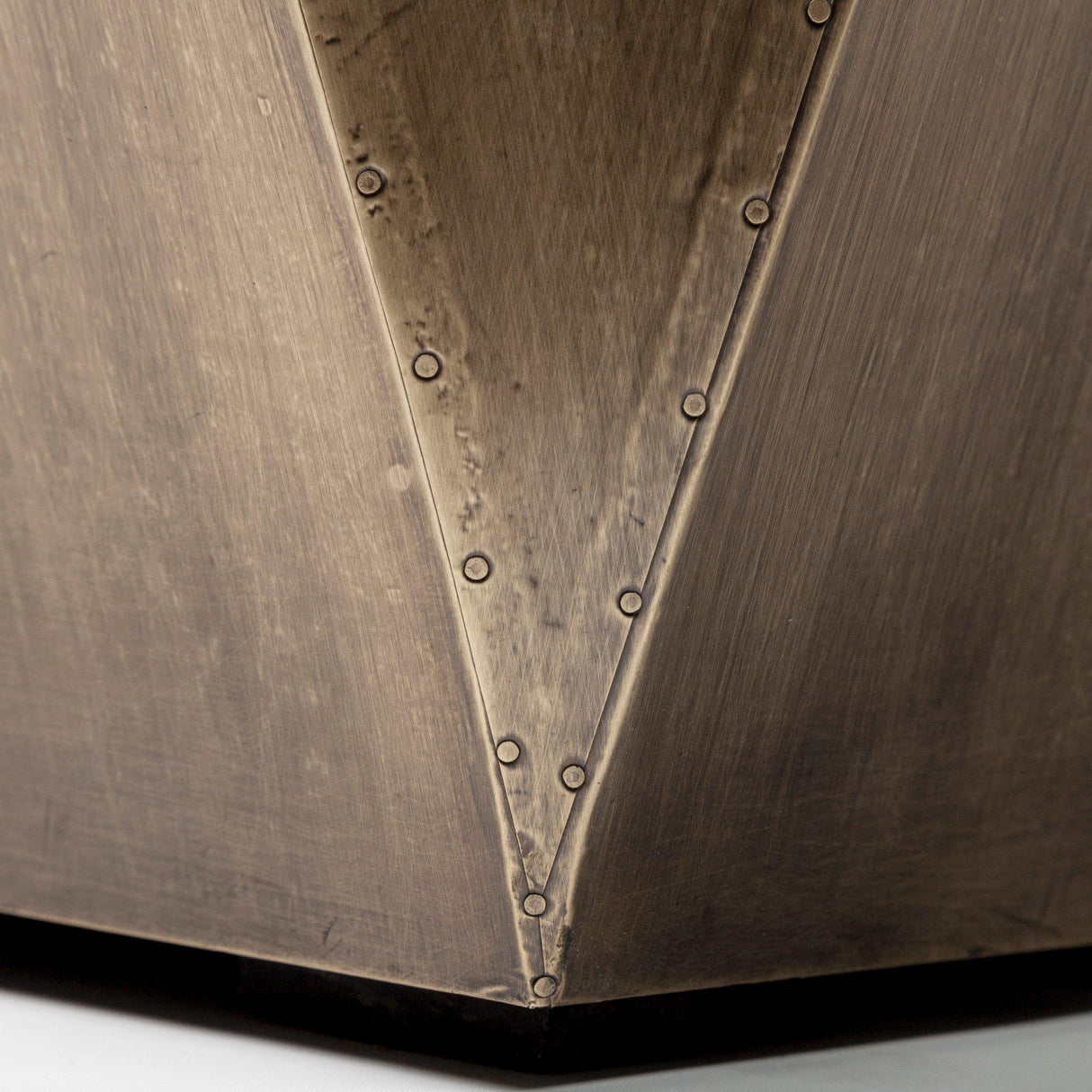Mercana Esagono Octagonal Gold Metal-Clad Reclaimed Wood End/Side Table w/ Storage