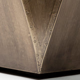 Mercana Esagono Octagonal Gold Metal-Clad Reclaimed Wood End/Side Table w/ Storage