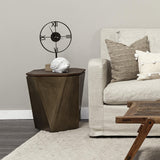 Mercana Esagono Octagonal Gold Metal-Clad Reclaimed Wood End/Side Table w/ Storage